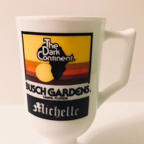 Vtg Busch Gardens The Dark Continent Milk Glass Mug - Picture 2 of 15